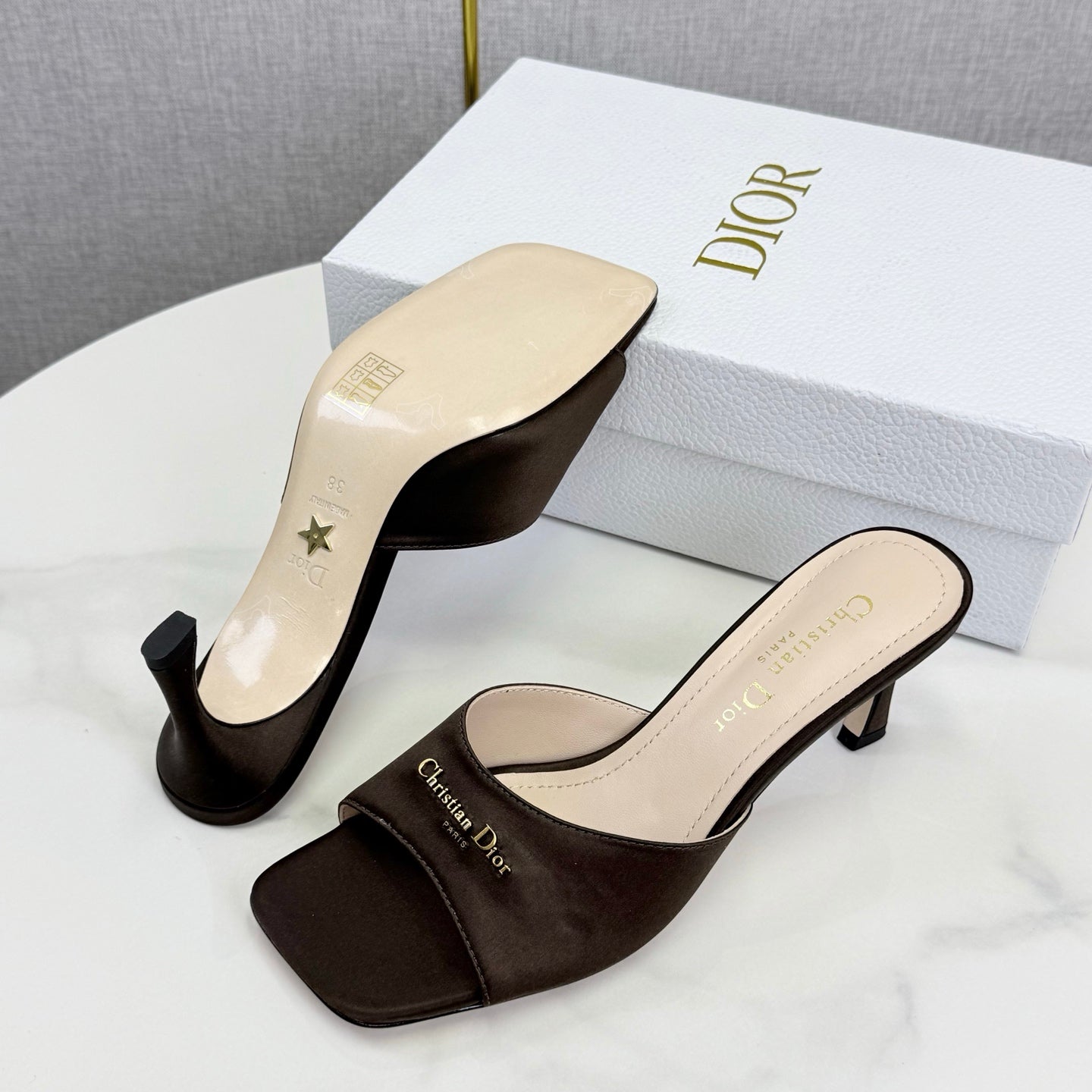 CD 26 High Heel Mule 75 Dark Brown Suede 620358