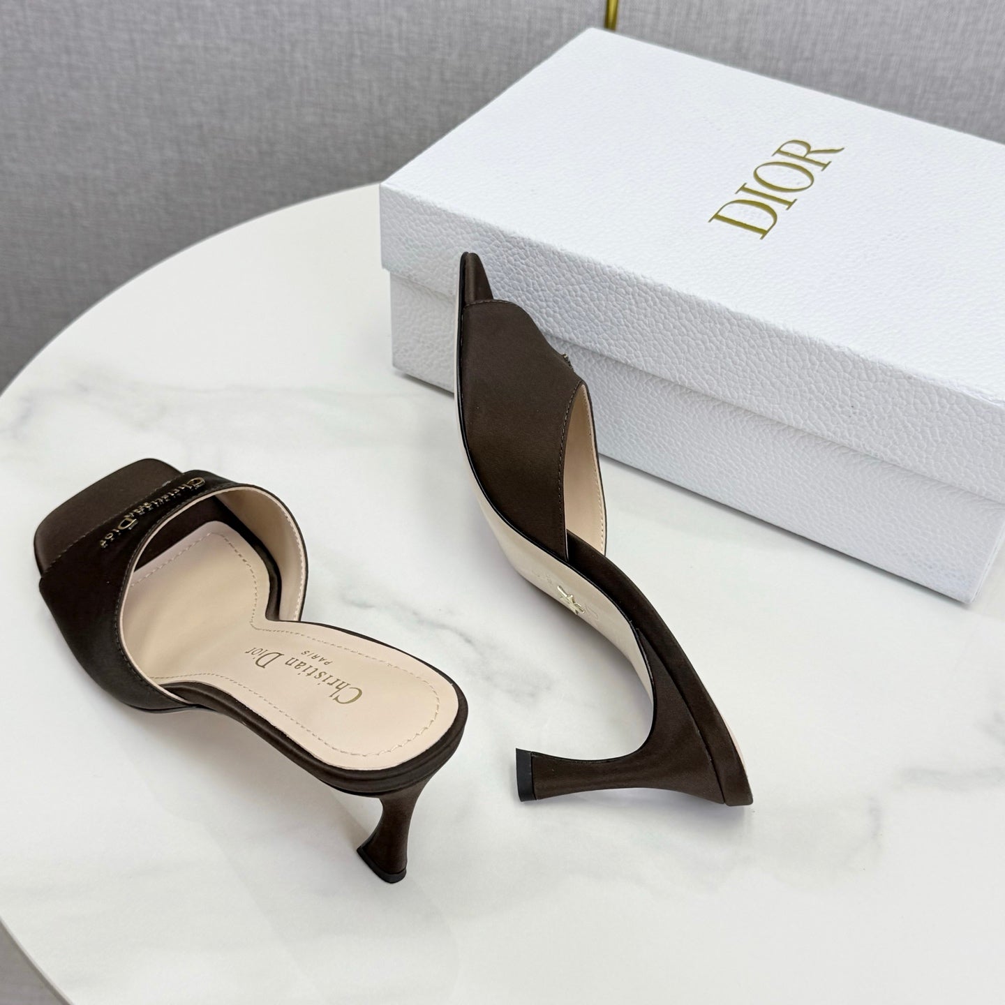 CD 26 High Heel Mule 75 Dark Brown Suede 620358