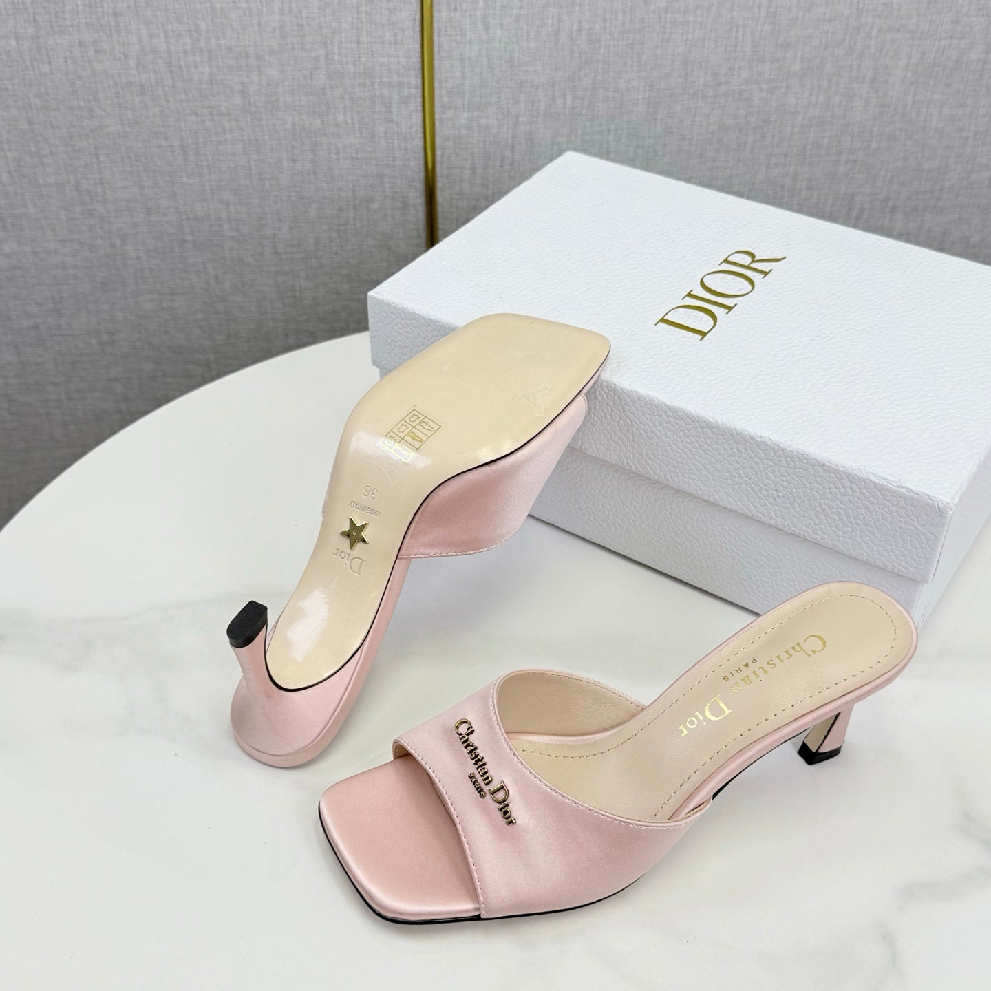 CD 26 High Heel Mule 75 Light Pink Suede 620361