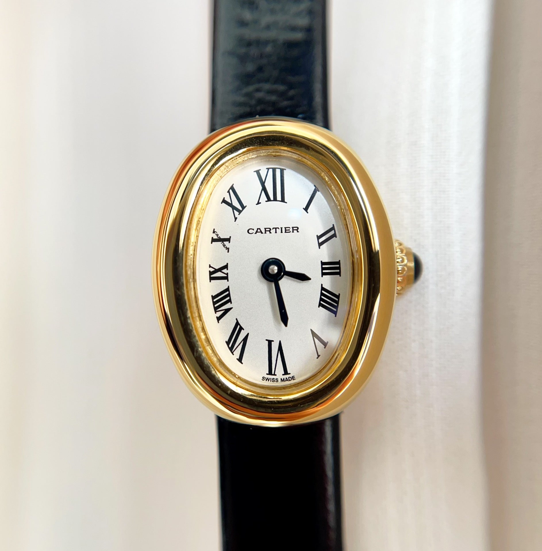 Baignoire Gold Case Black Leather Strap
