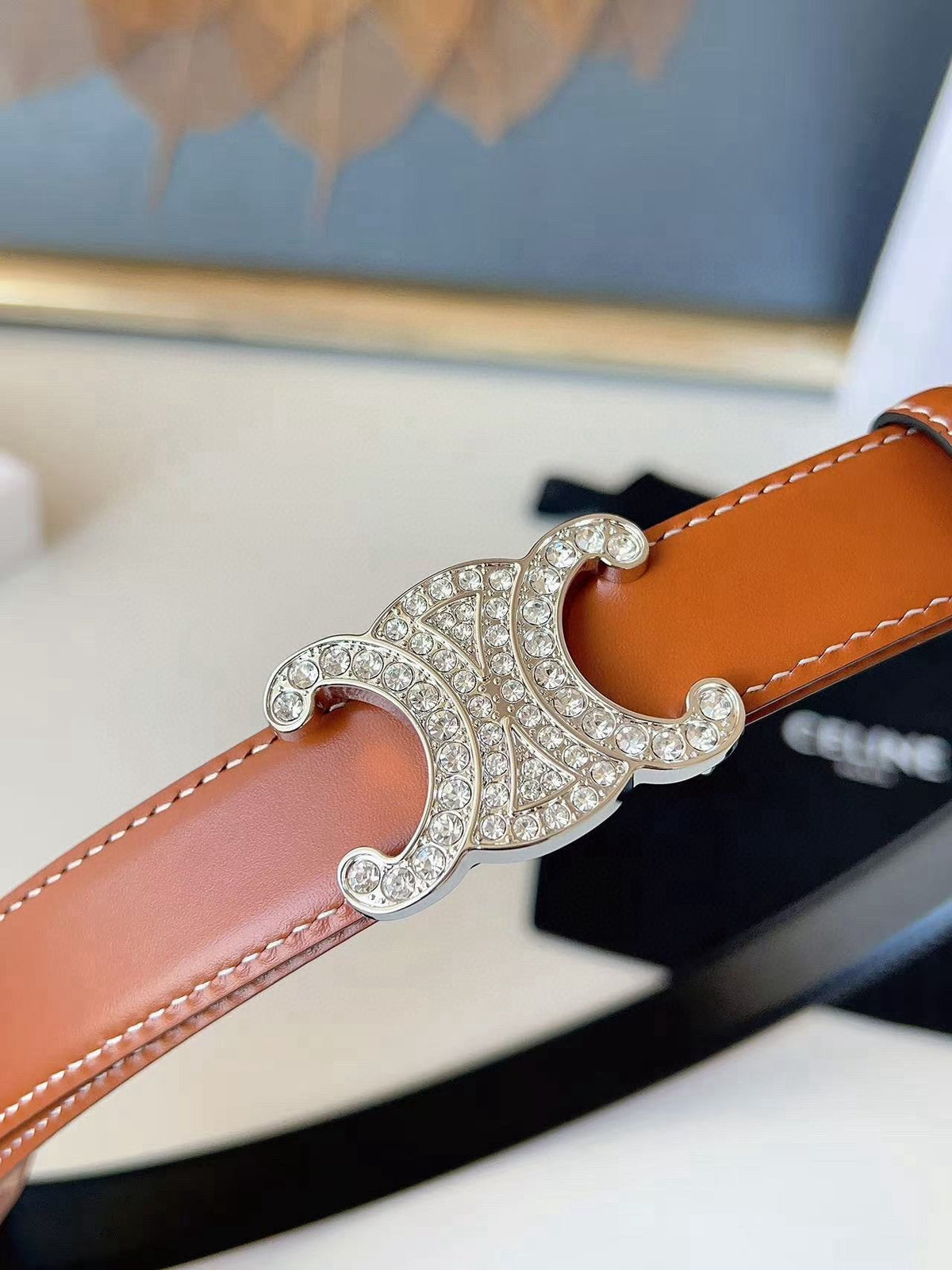 Celine 2026 Triomphe Reversible Belt 25mm Leather 206405