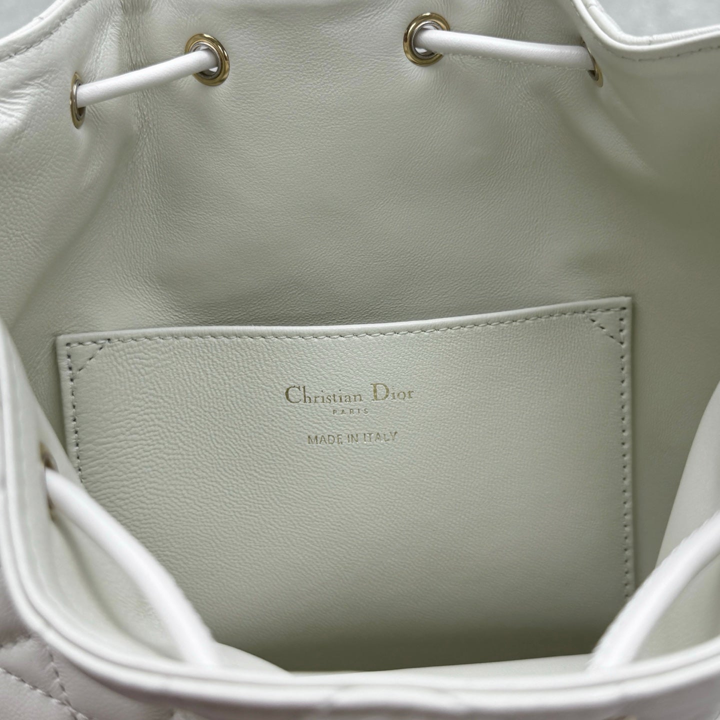 Dior 2025 Coconut Bucket Bag 25cm White Lambskin