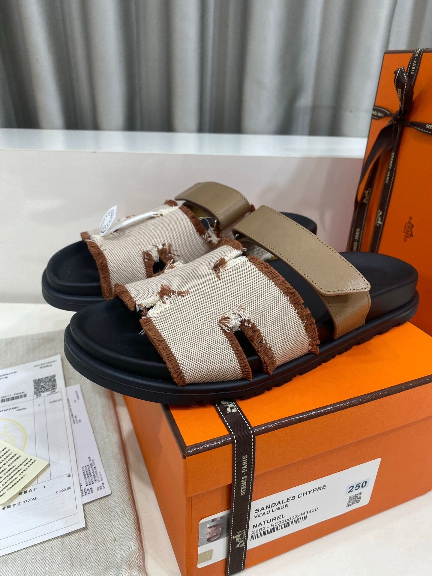 Hermes 2026 Chypre Sandal Canvas Calfskin 957513