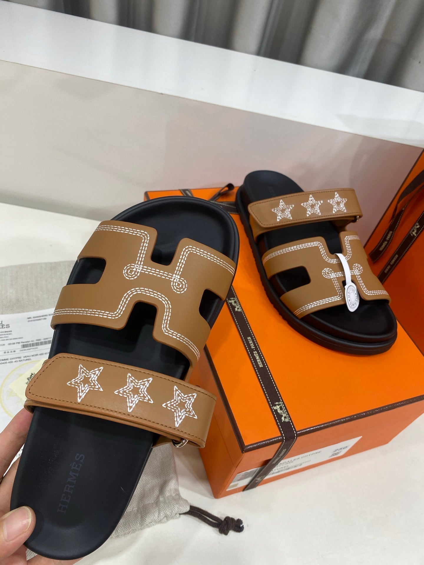 Hermes 2026 Chypre Sandal With Star Embroidery Calfskin 957512