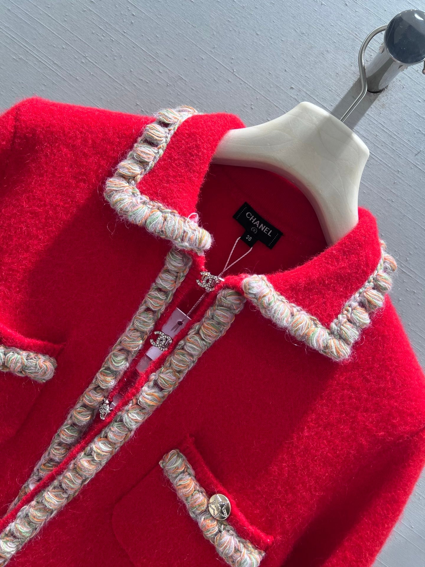 CC 26 Short Jacket Red White Wool 340296