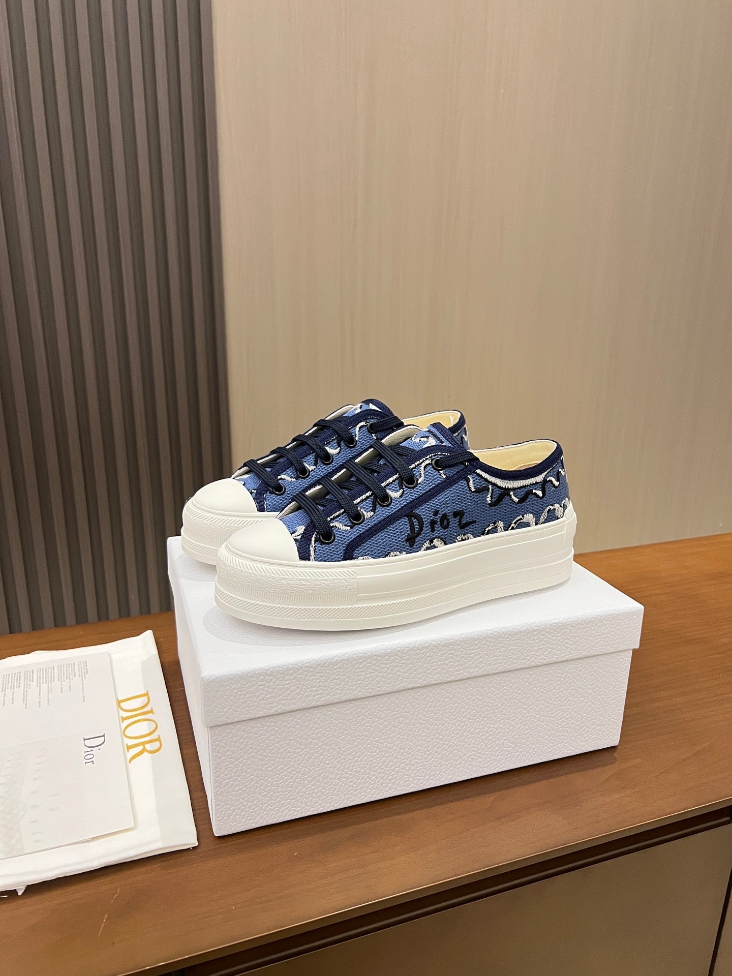 Dior 2026 Walk'n'Dior Platform Sneakers Navy Blue Canvas 960120