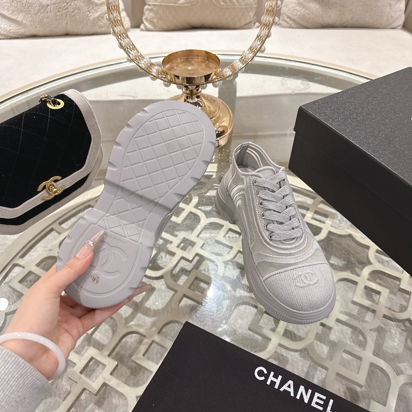 CC 26s Platform Sneakers Light Gray Mesh 627060