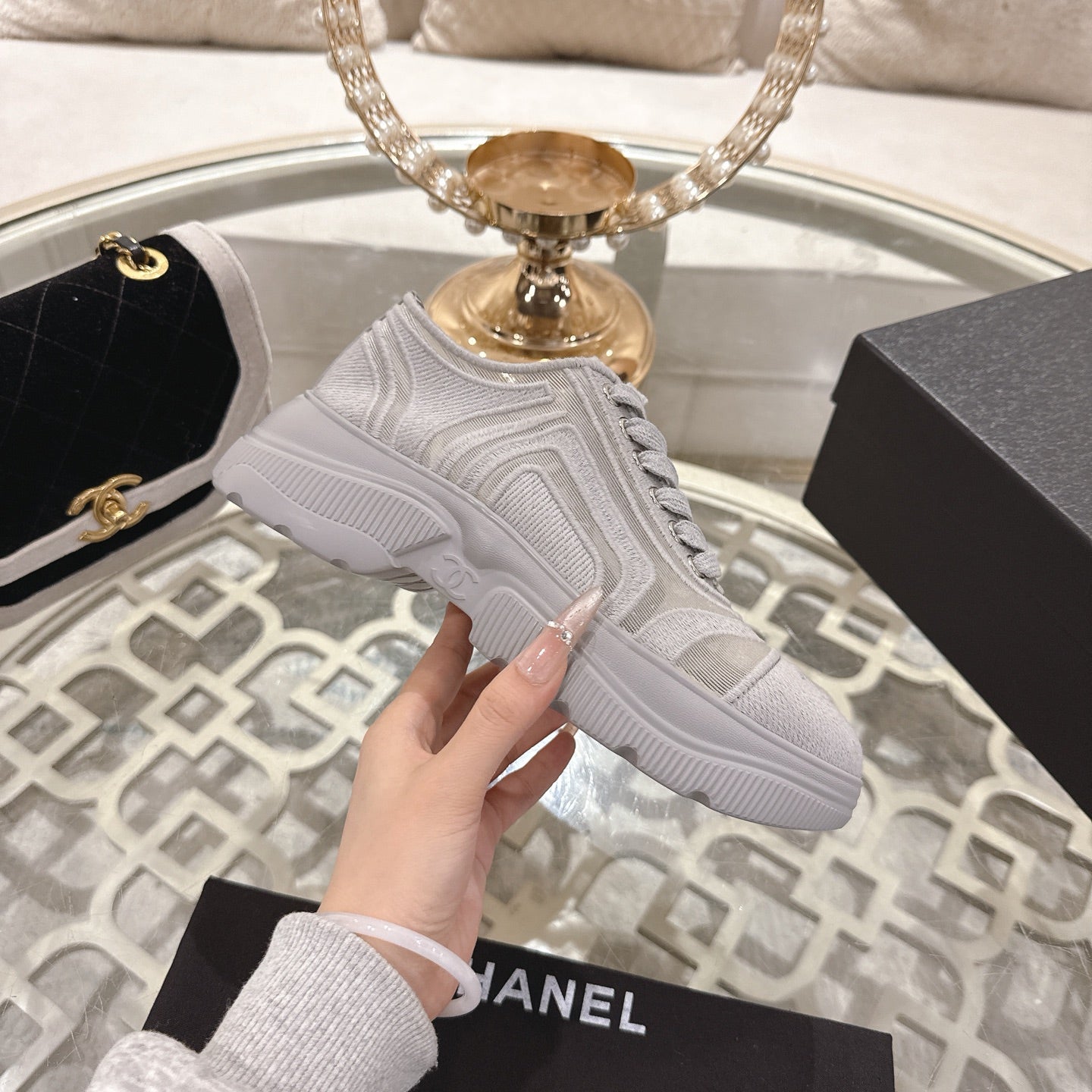 CC 26s Platform Sneakers Light Gray Mesh 627060