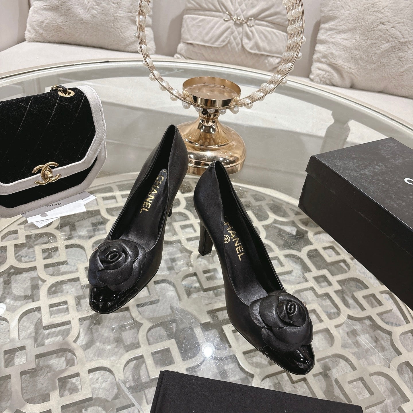 CC 26s High Heels Pump 85 Black Sheepskin 627010