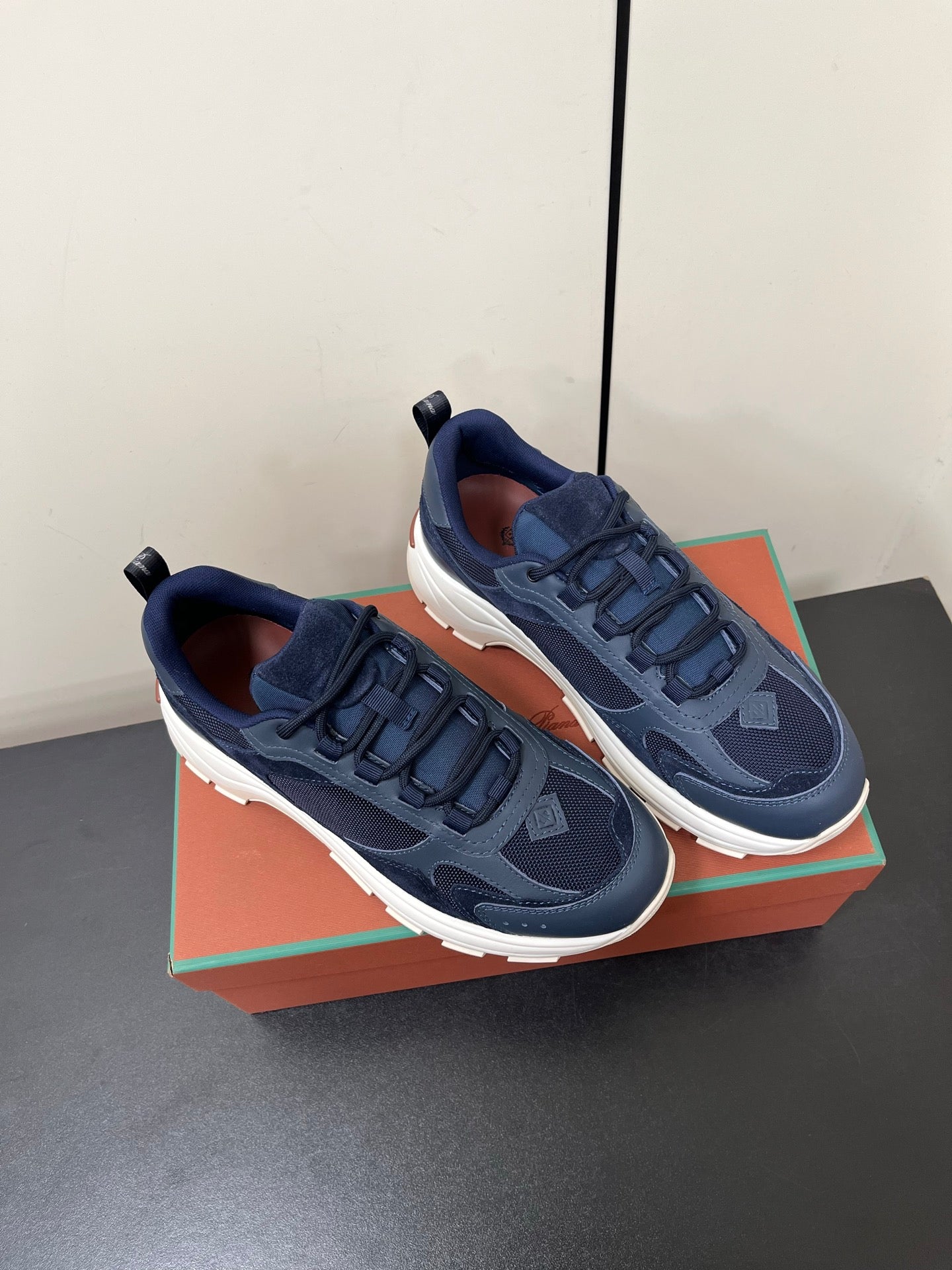 LP Cairn Walk Sneaker Navy Blue Calfskin and Fabric 210916