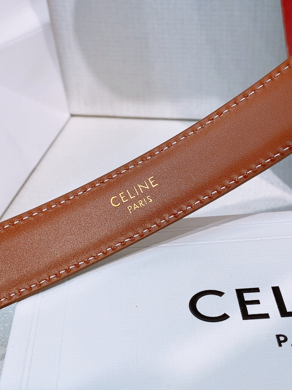 Celine 2026 Triomphe Oval Buckle Belt 25mm Fabric Leather 203763