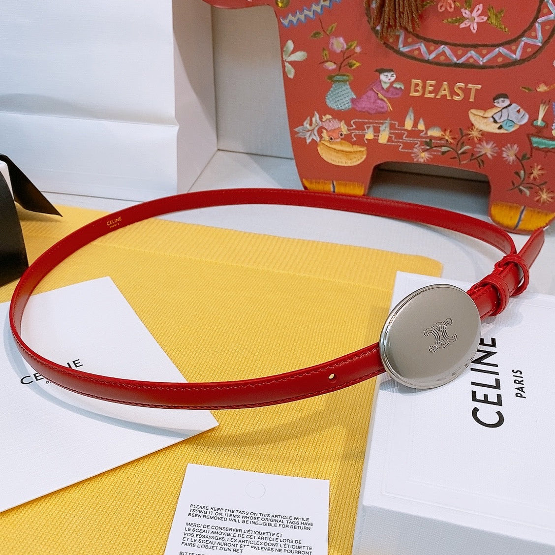 Celine 2026 Triomphe Slim Belt 13mm Leather 212866