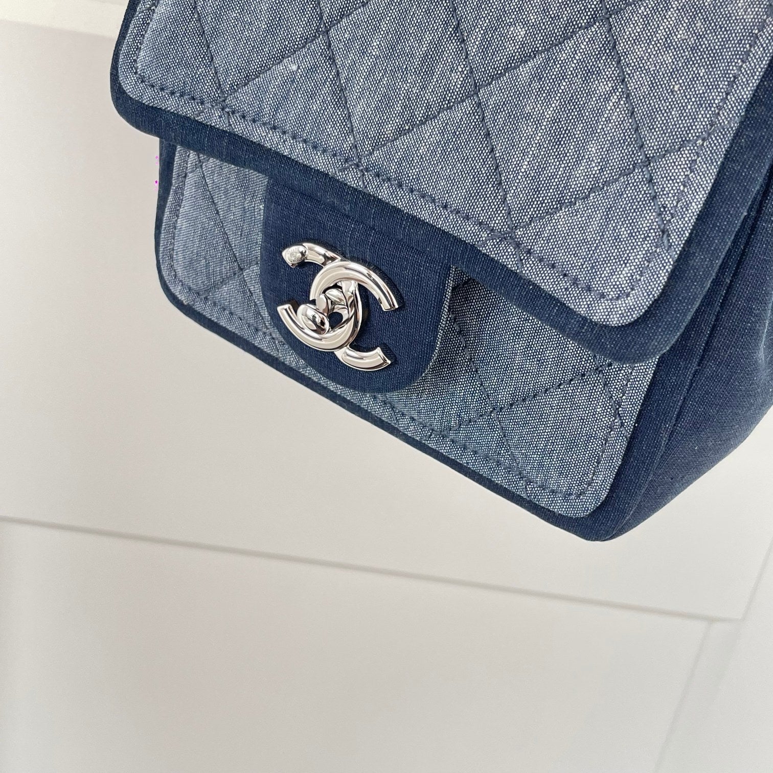 Chanel 2026 Quilted Mini Flap Bag 17cm Blue Denim