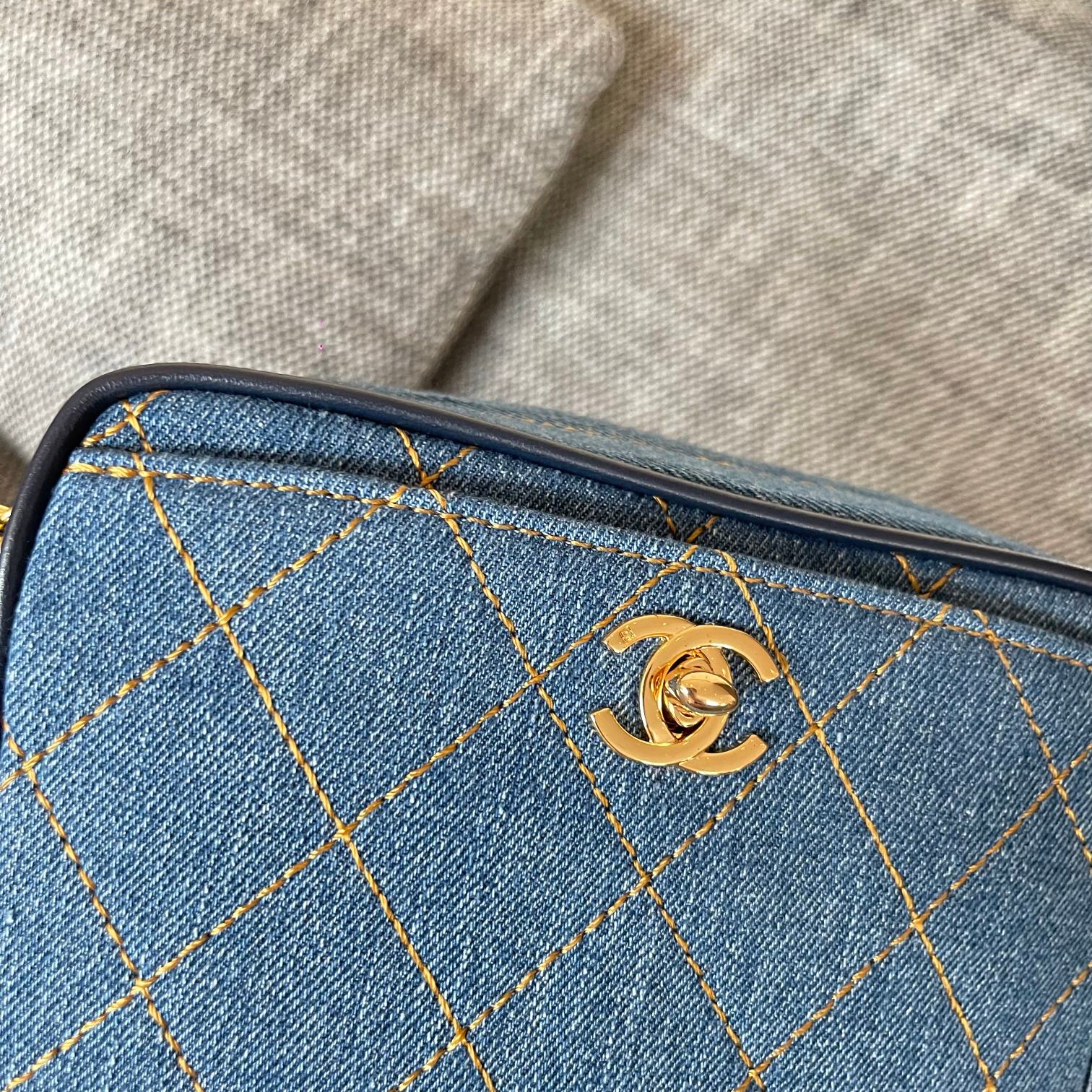 Chanel 2026 Camera Bag 17.5cm Blue Denim Leather