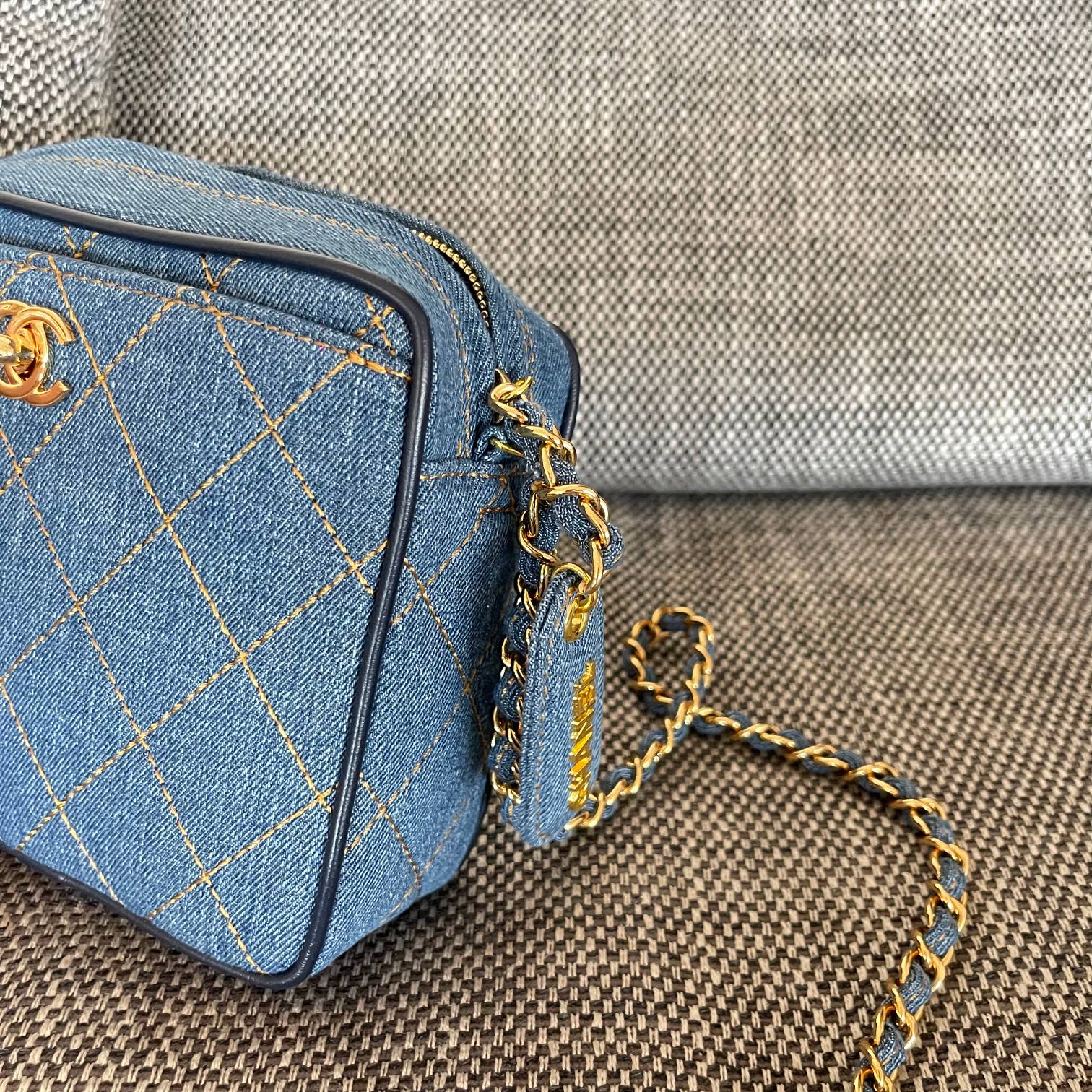 Chanel 2026 Camera Bag 17.5cm Blue Denim Leather