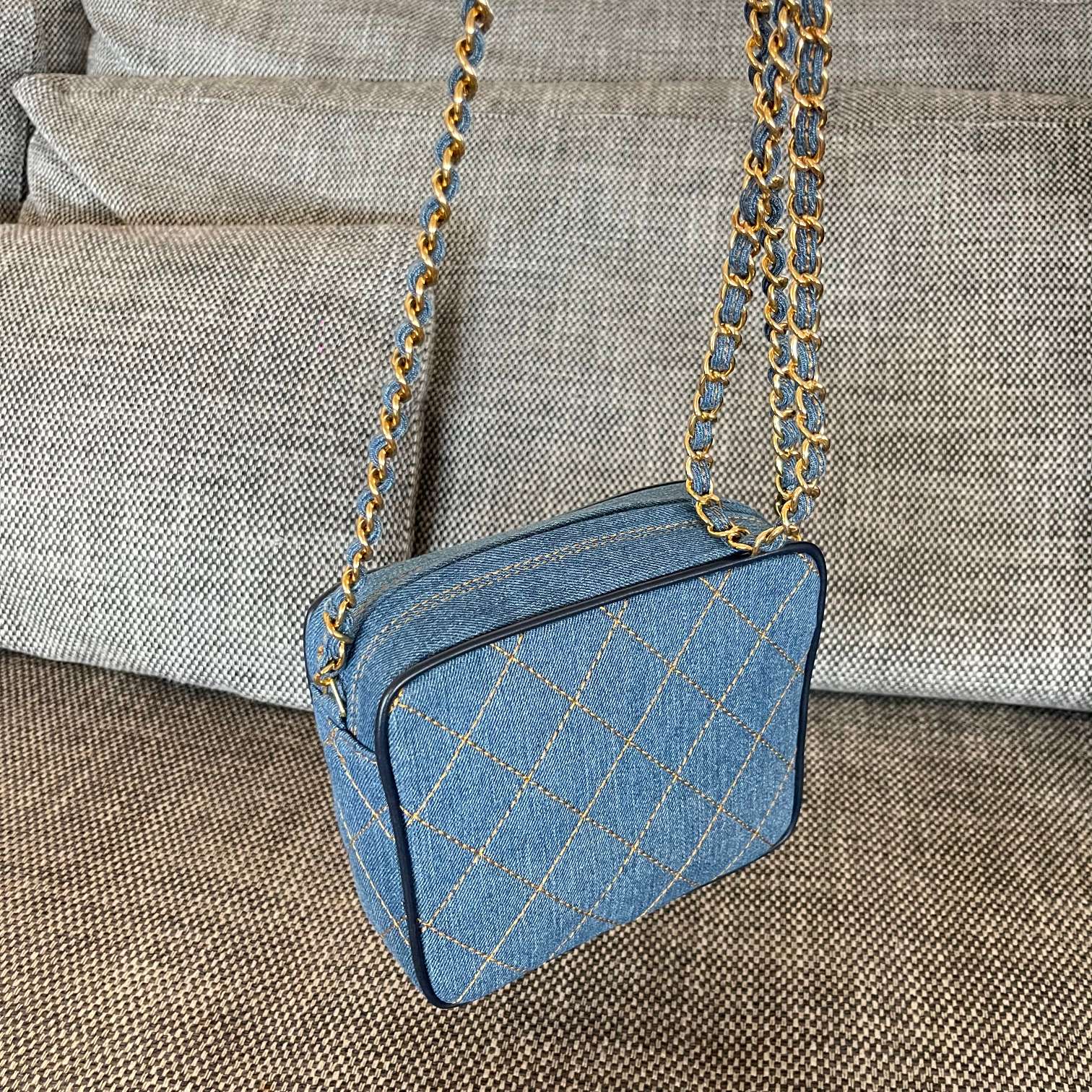 Chanel 2026 Camera Bag 17.5cm Blue Denim Leather
