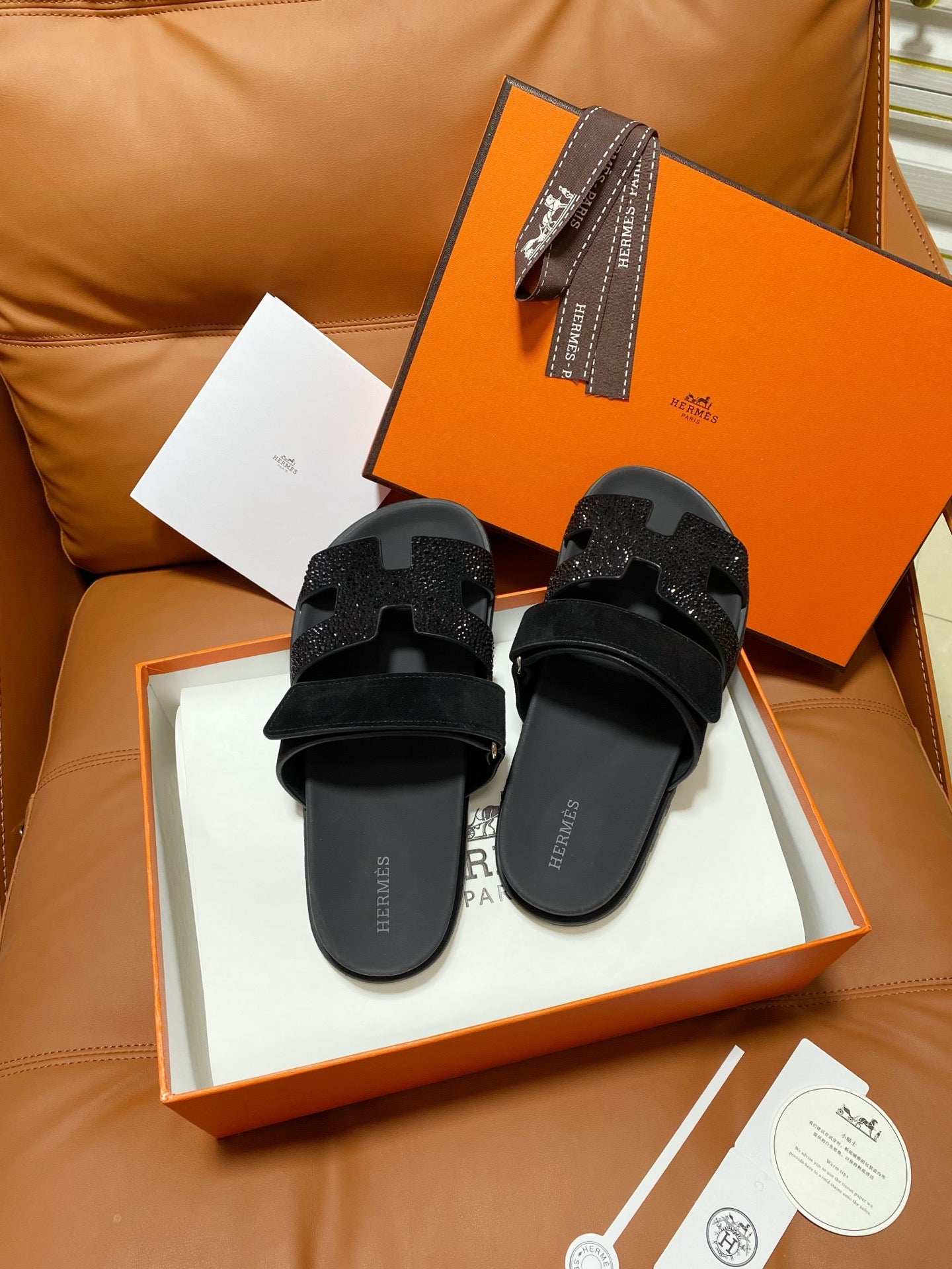 Hermes 2026 Chypre Sandal Suede Leather With Sparkling Rhinestones 928502