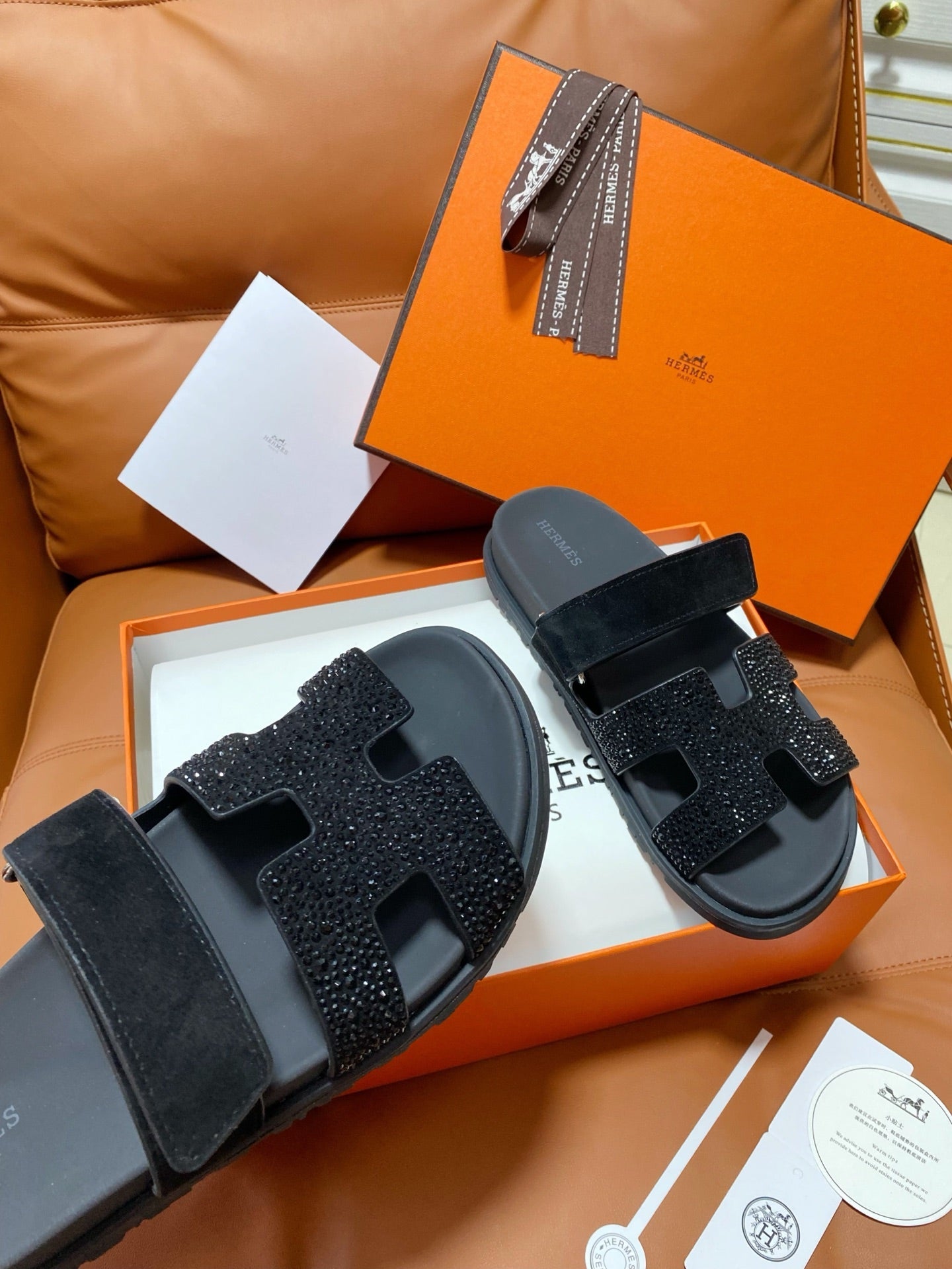 Hermes 2026 Chypre Sandal Suede Leather With Sparkling Rhinestones 928502