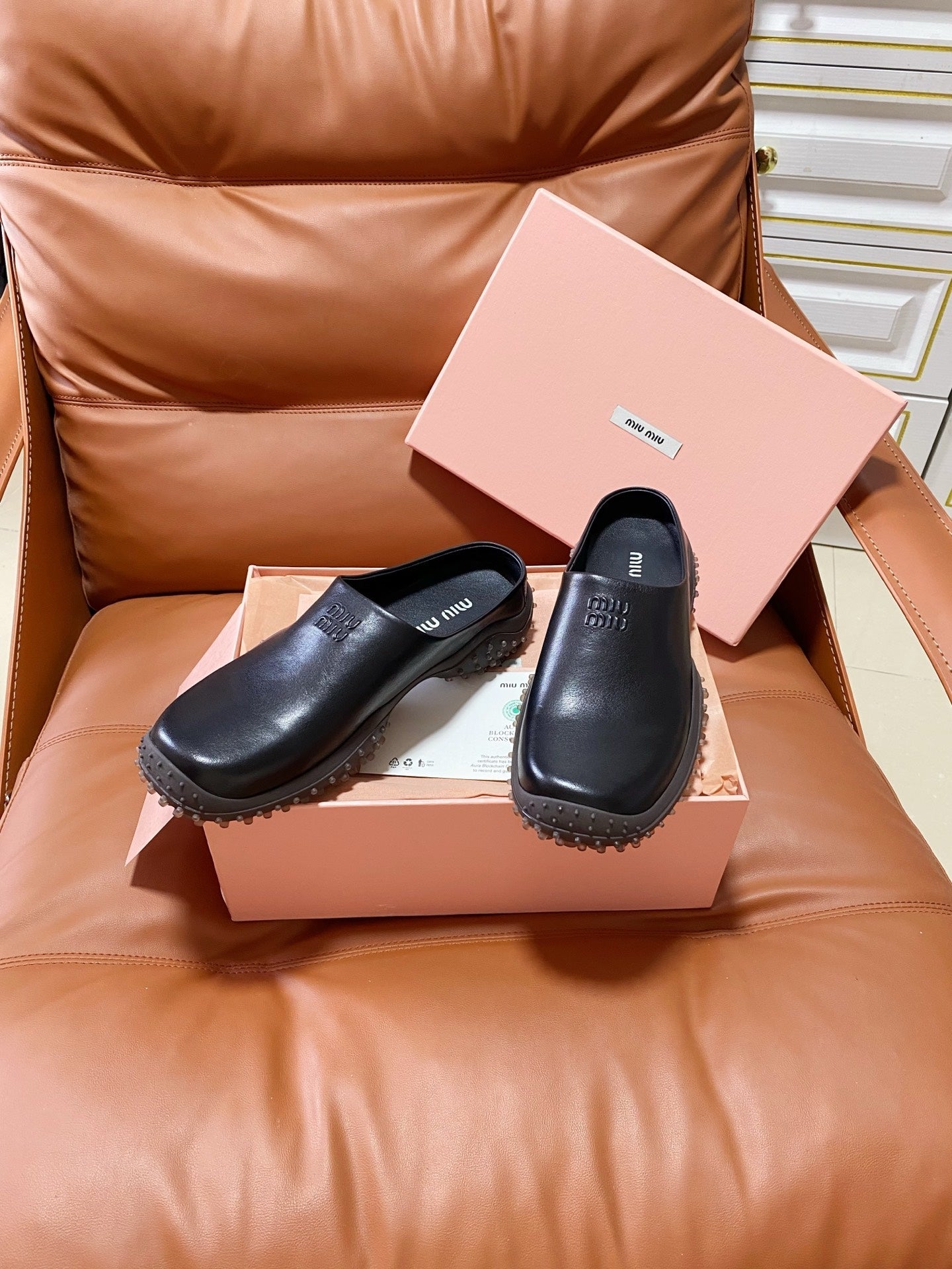 Miumiu 2026 Square Toe Mule Leather 953419