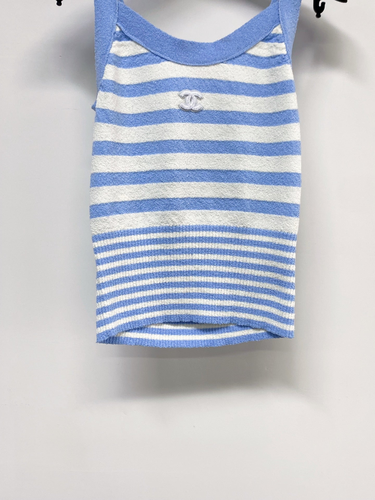 Chanel 2026 Striped Vest Blue And White Wool