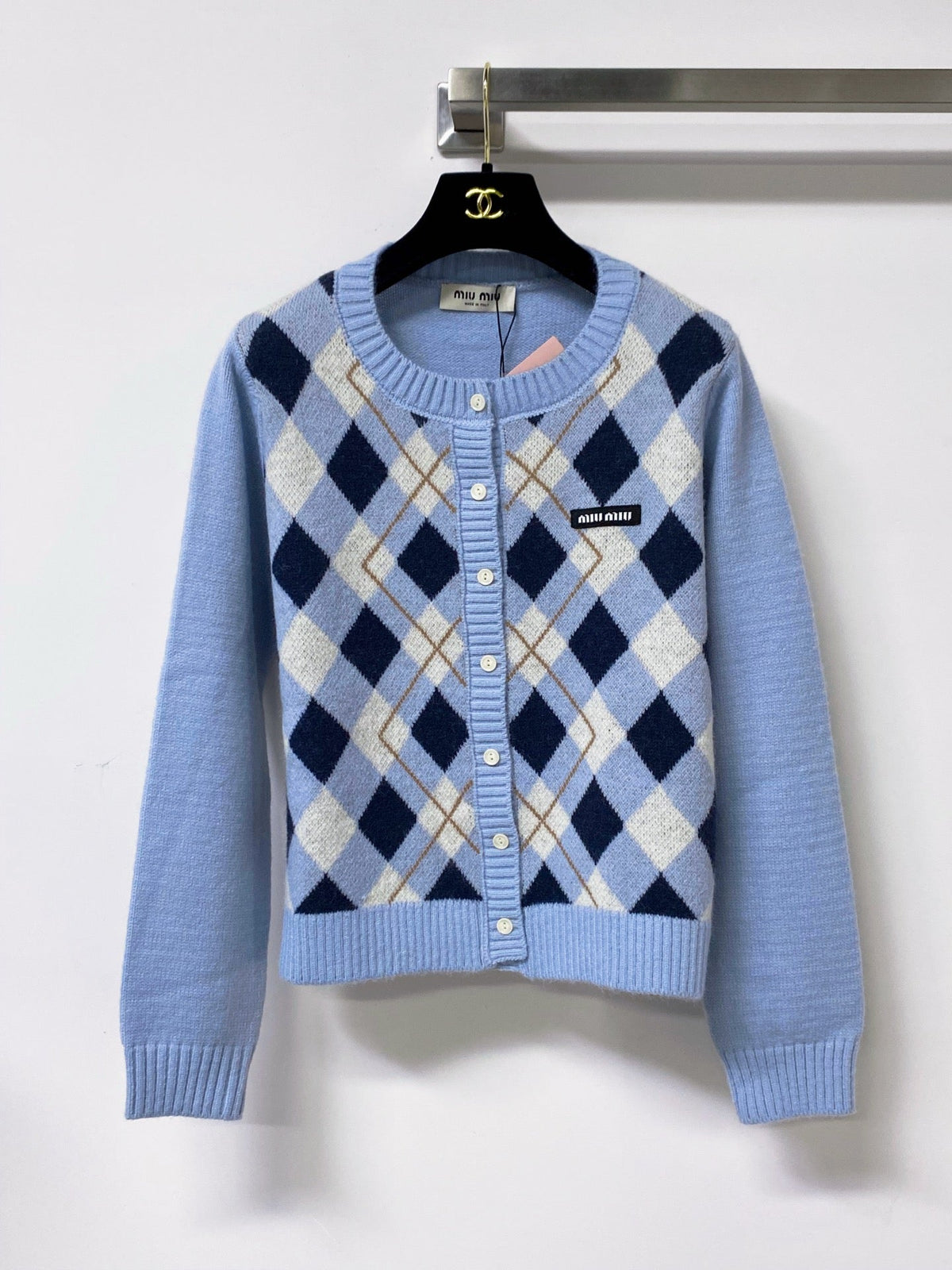 Miumiu 2026 Cardigan with Logo Embellishment Wool 836130