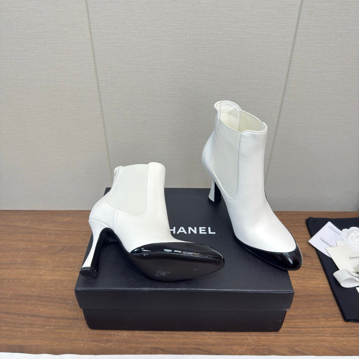 Chanel 2026 Two Tone Ankle Boots 85mm Leather 194819