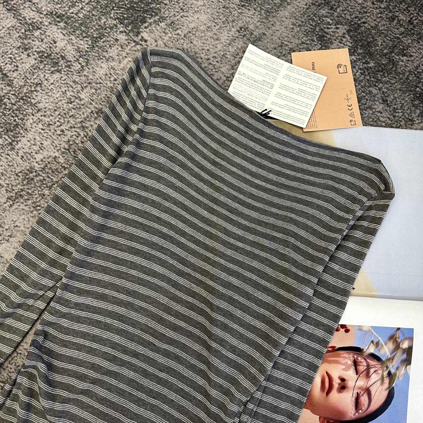 Miumiu 2026 Striped Dress Gray Cotton 420106
