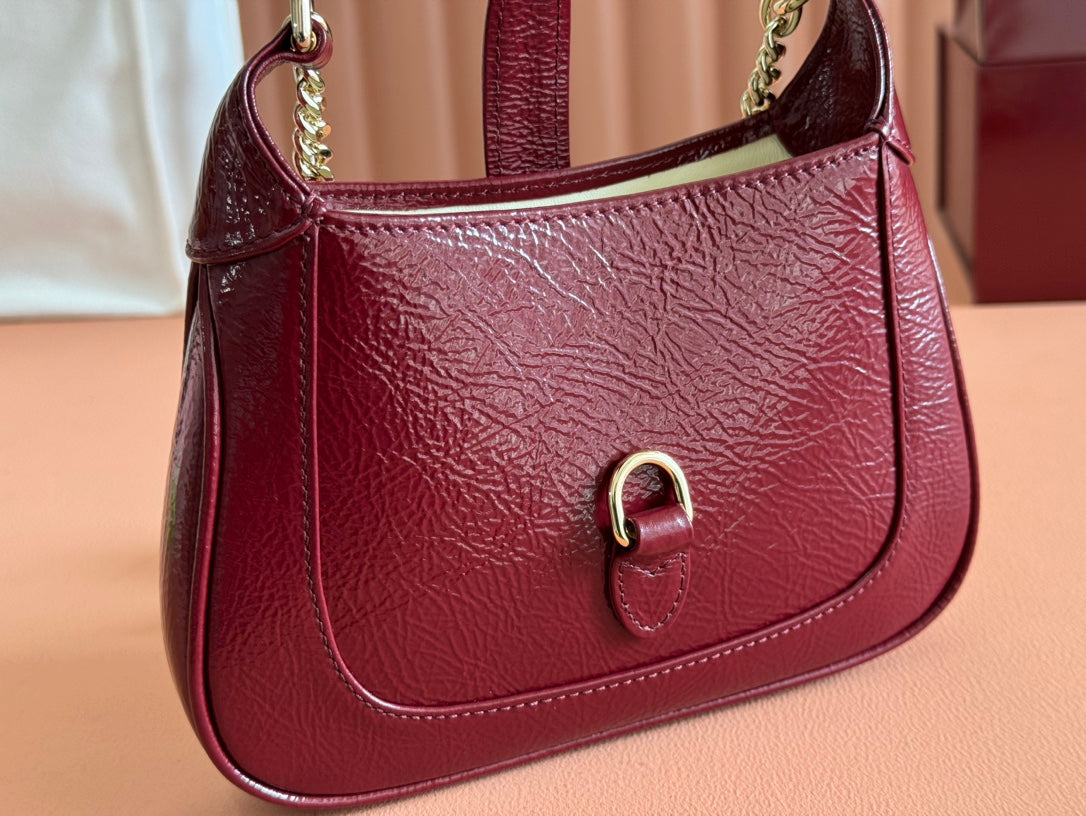 Gucci Jackie Notte Bag Rosso Ancora Red Patent Leather 248415