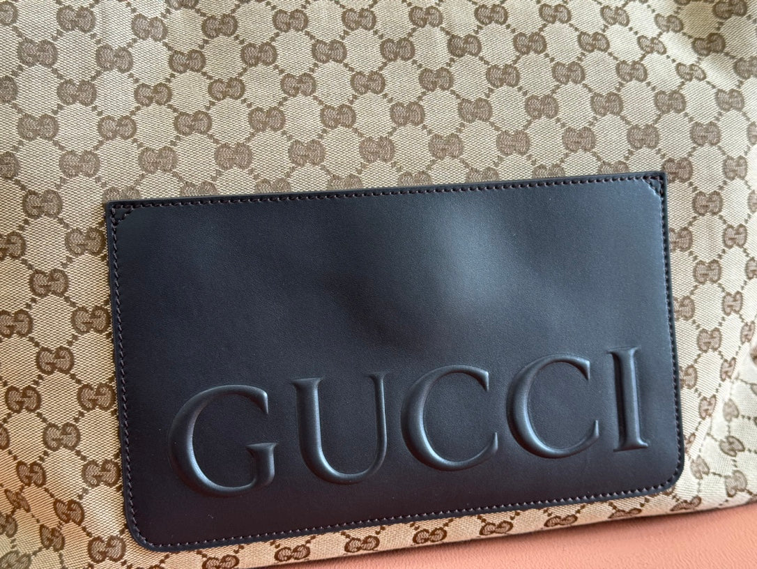 Gucci 36cm Bag Beige Brown mix Black Canvas Leather 248455