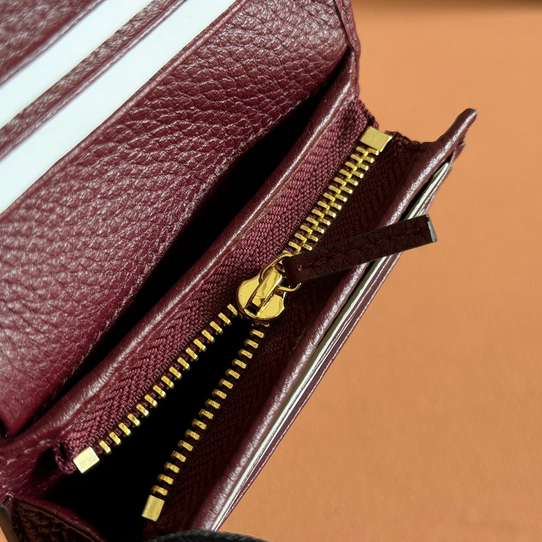 Gucci Marmont Wallet Ebony mix Rosso Ancora Red Canvas Leather 255306