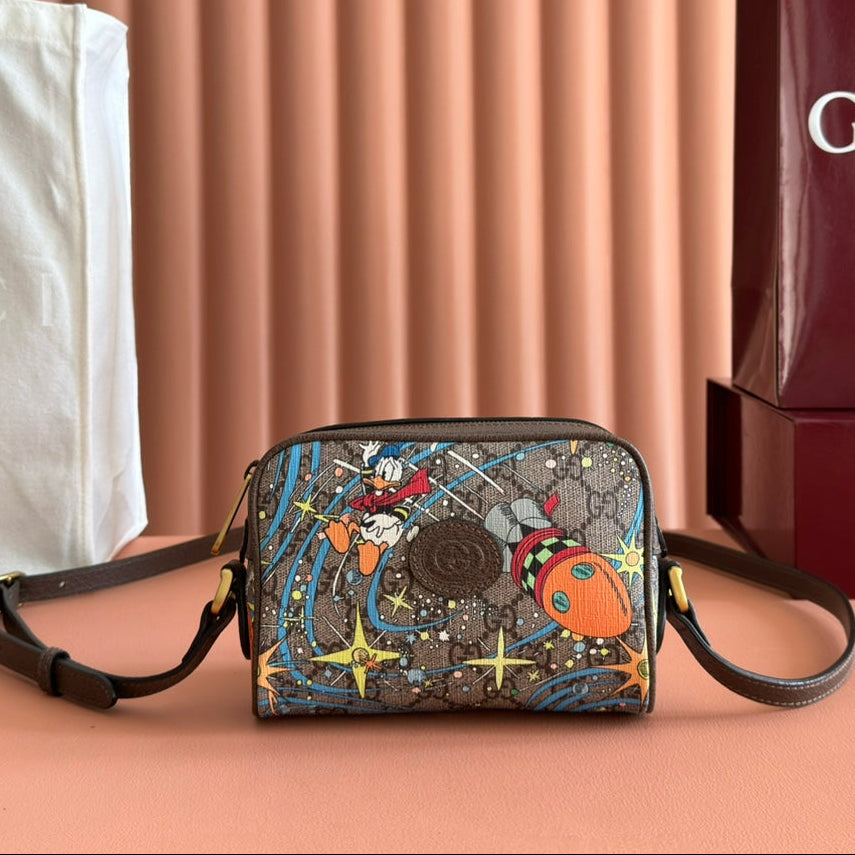 GG 2025 x Disney Donald Duck Mini Shoulder Bag Multicolor Cowhide Canvas 273591