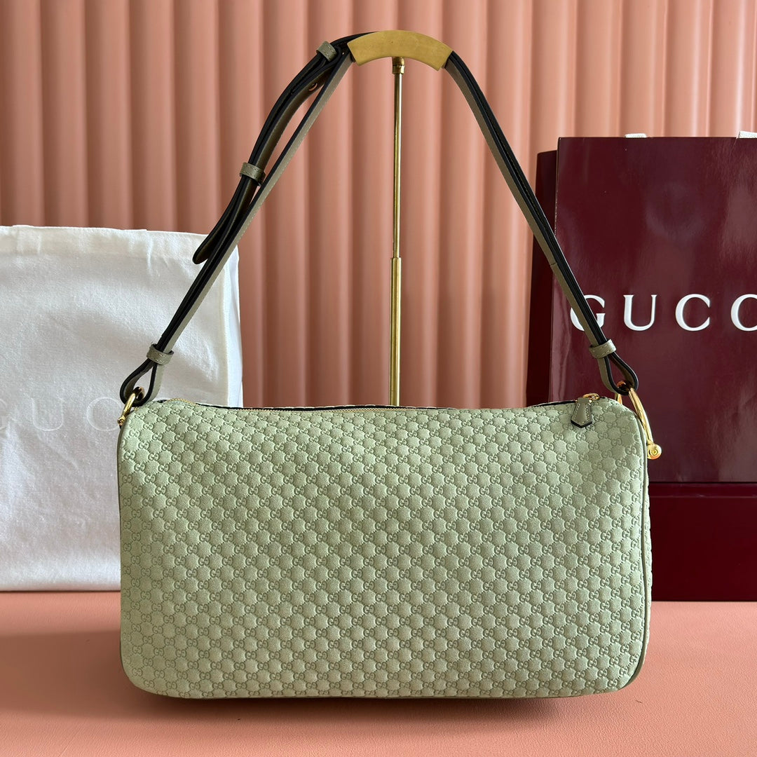Gucci 2026 Half Horsebit Bag 38cm Green Suede Leather 277351