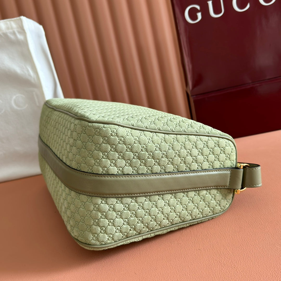 Gucci 2026 Half Horsebit Bag 38cm Green Suede Leather 277351