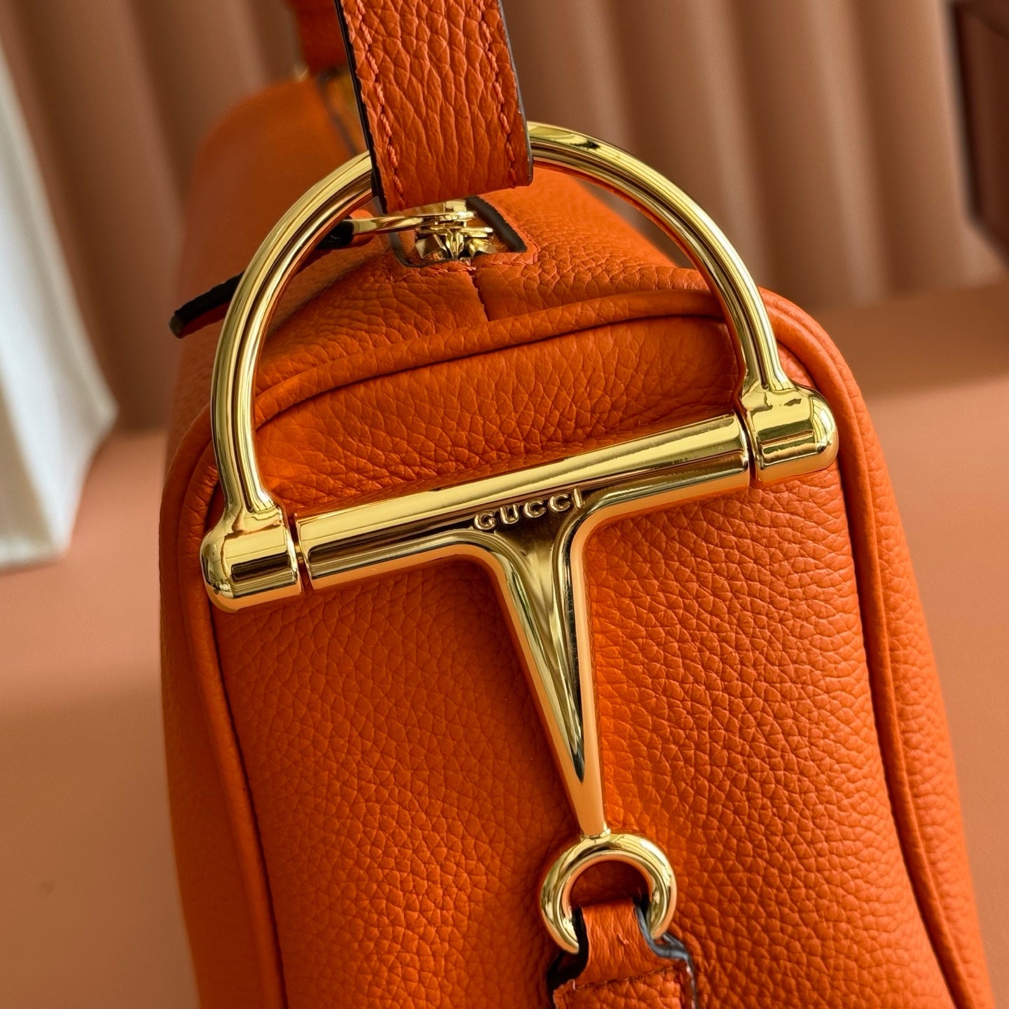 Gucci 2026 Half Horsebit Bag 31.5cm Orange Cowhide 277263