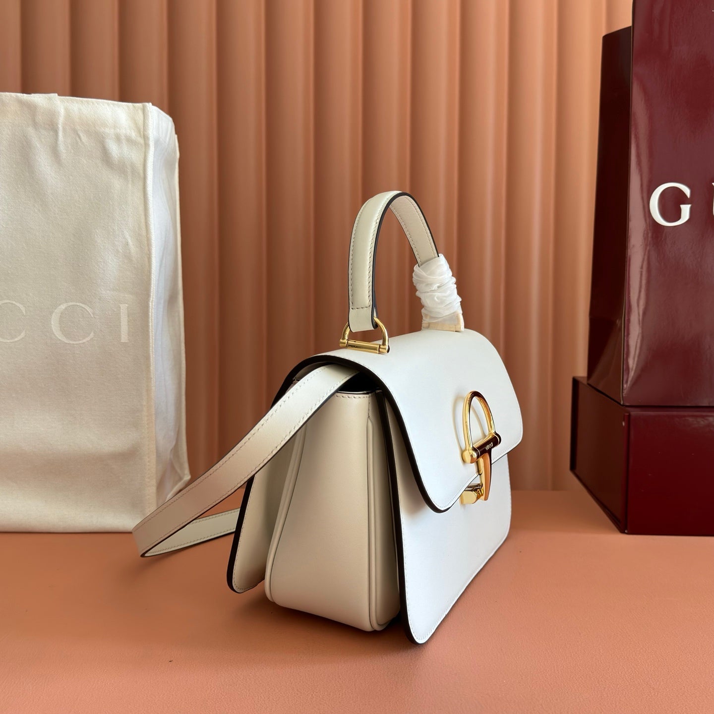 Gucci 2026 Siena Bag 25.5cm White Gold Leather 277153