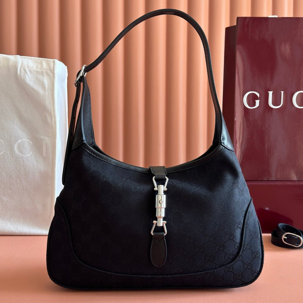 Gucci 2026 Jackie 1961 Shoulder Bag 28cm Black Canvas Leather