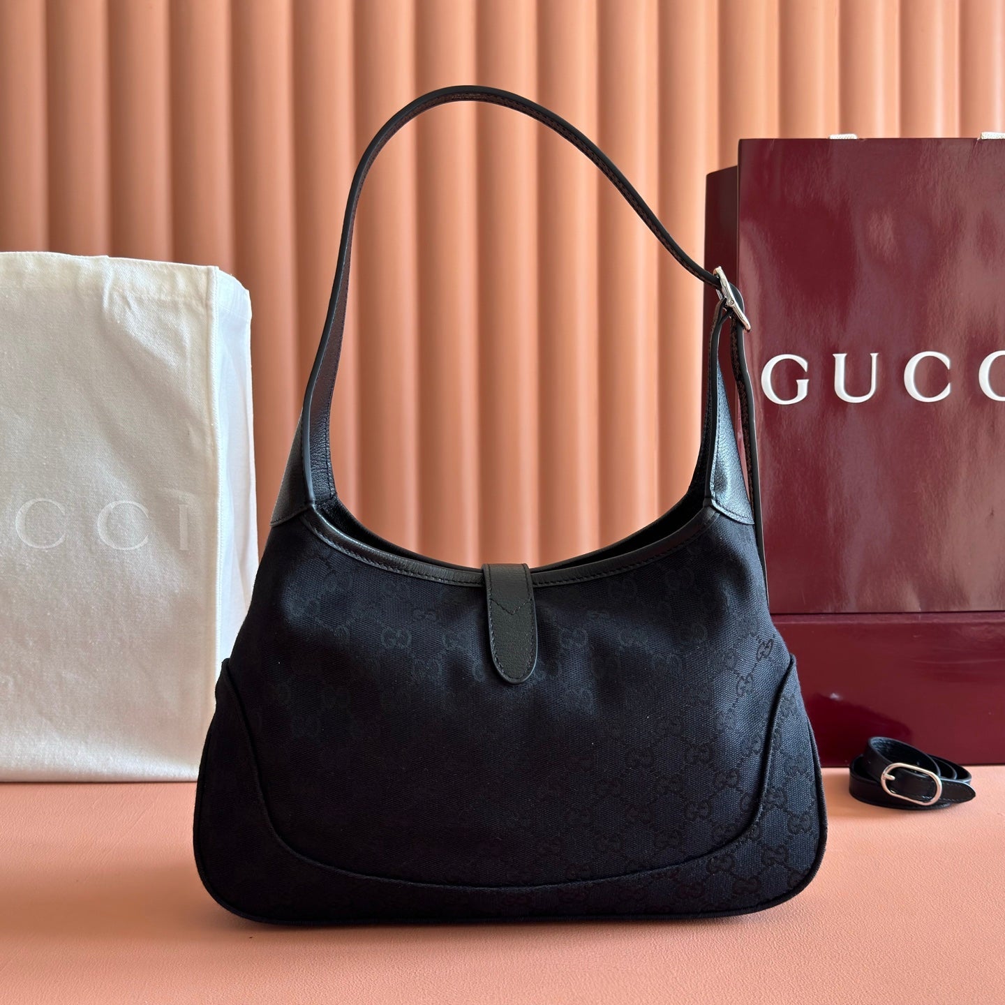 Gucci 2026 Jackie 1961 Shoulder Bag 28cm Black Canvas Leather