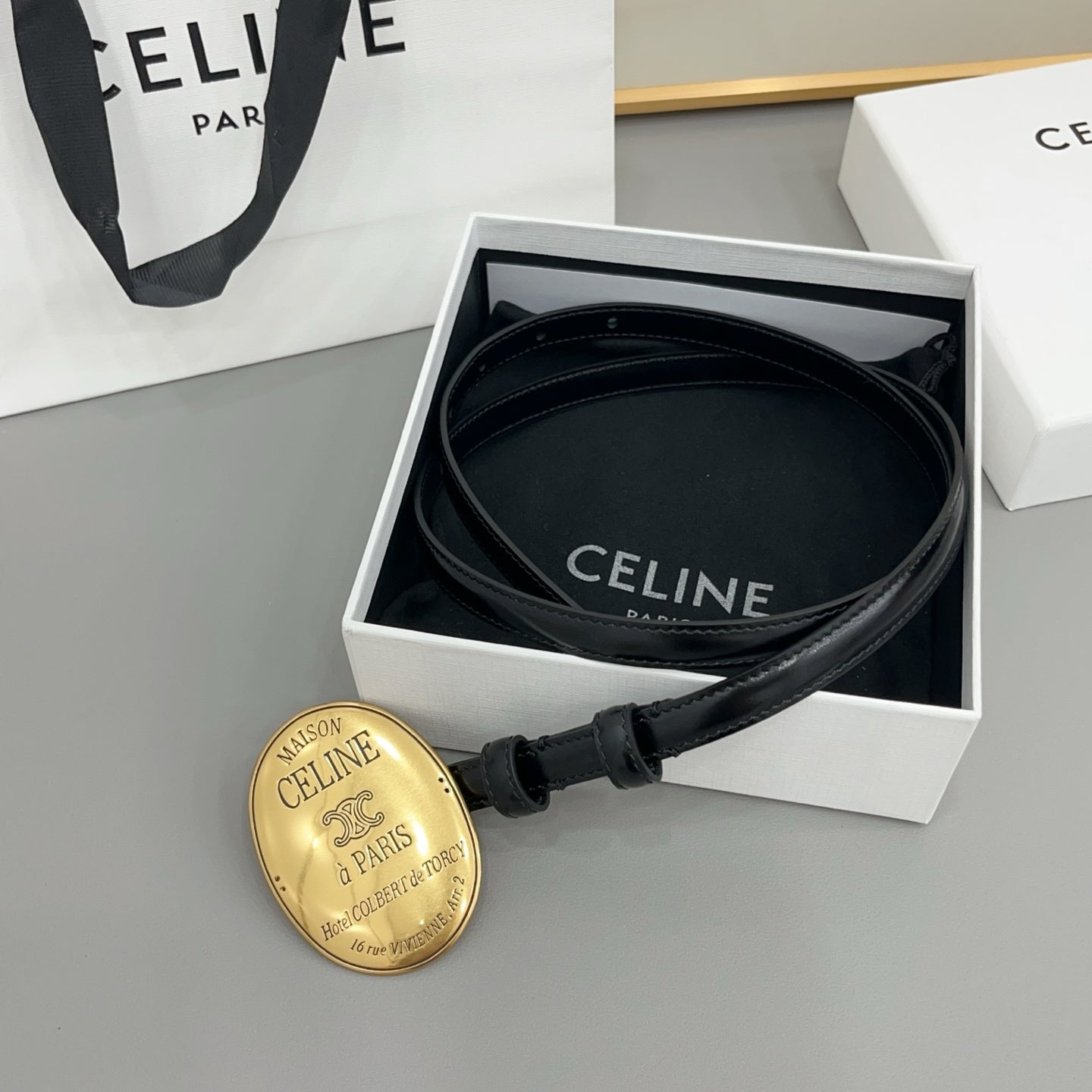 Celine 2026 Arc de Triomphe 13mm Leather Belt
