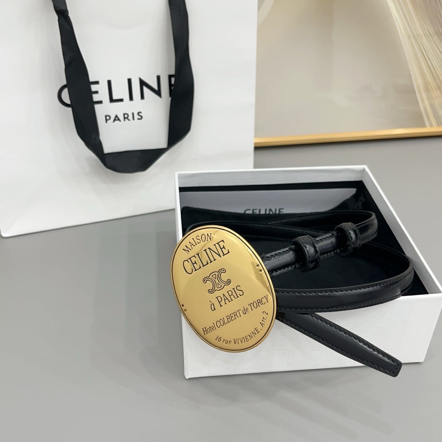 Celine 2026 Arc de Triomphe 13mm Leather Belt