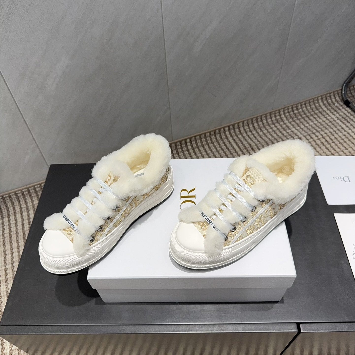 CD 26 Classic Sneaker White Gold Fabric Wool Jacquard 614453