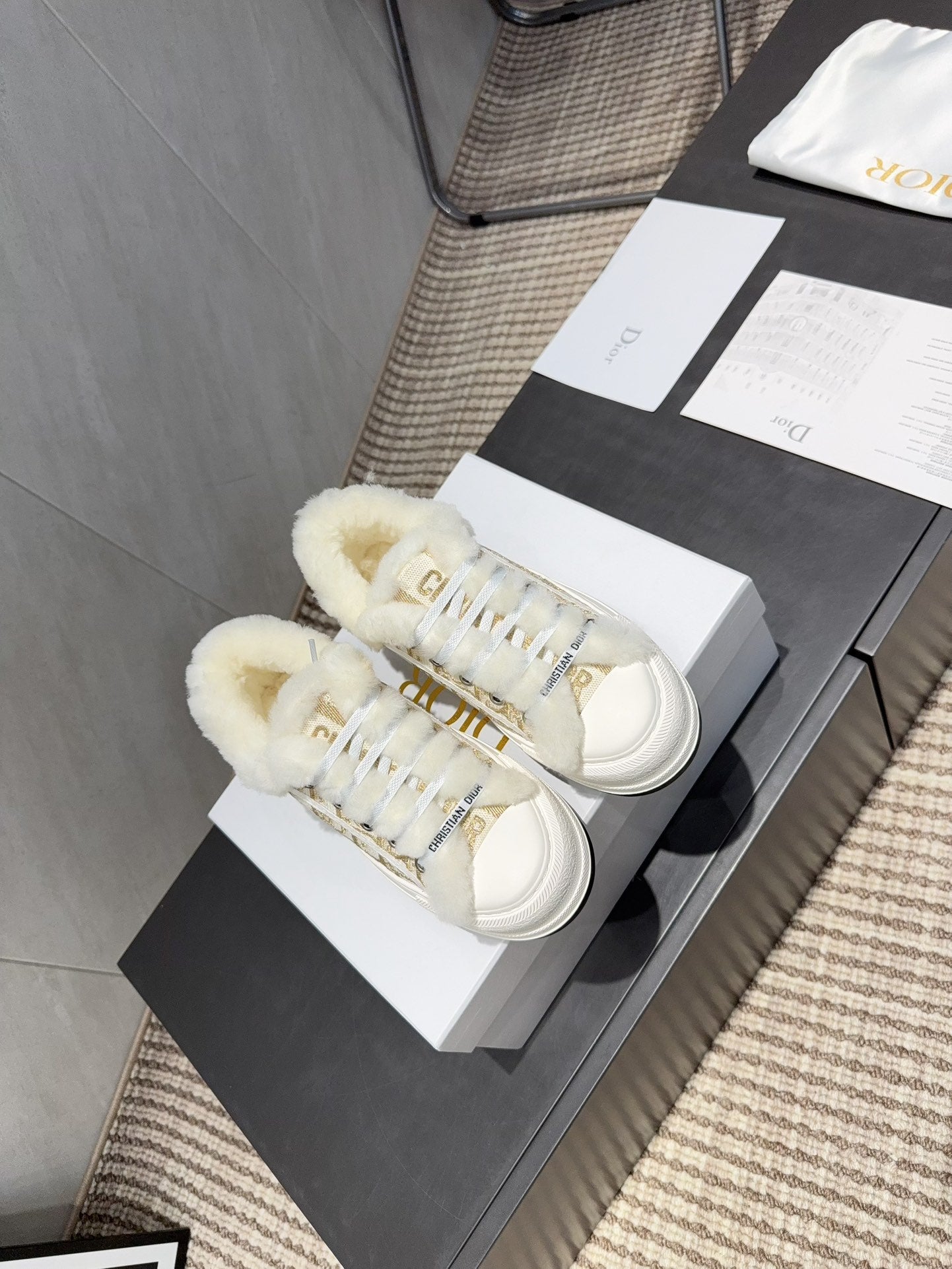 CD 26 Classic Sneaker White Gold Fabric Wool Jacquard 614453