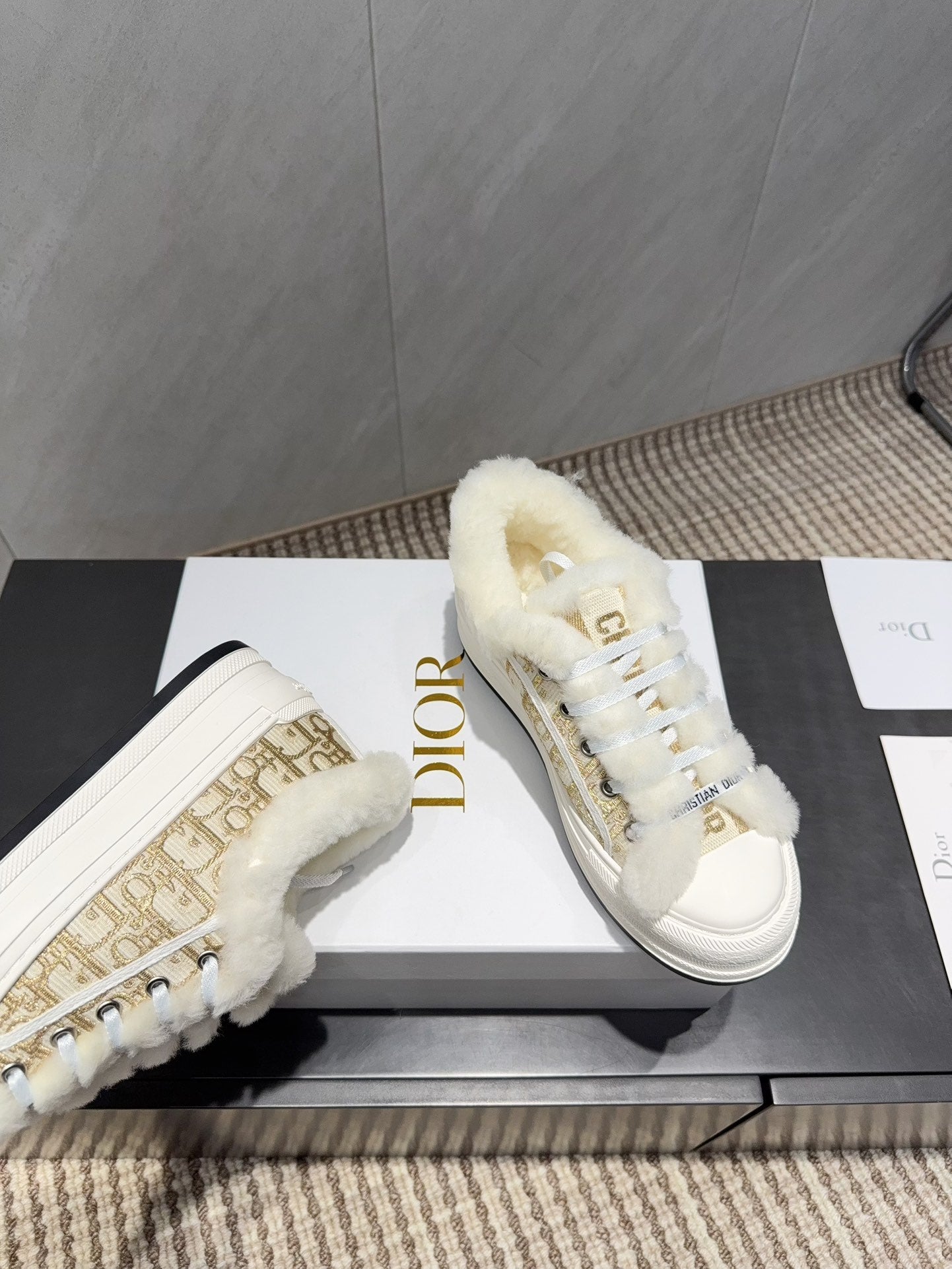 CD 26 Classic Sneaker White Gold Fabric Wool Jacquard 614453