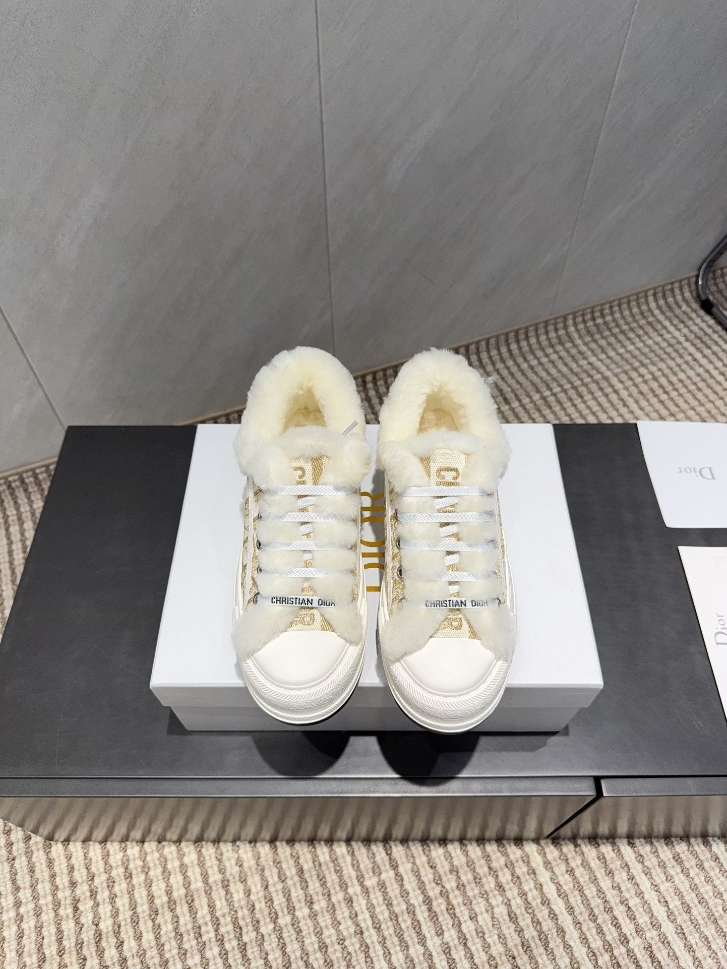 CD 26 Classic Sneaker White Gold Fabric Wool Jacquard 614453