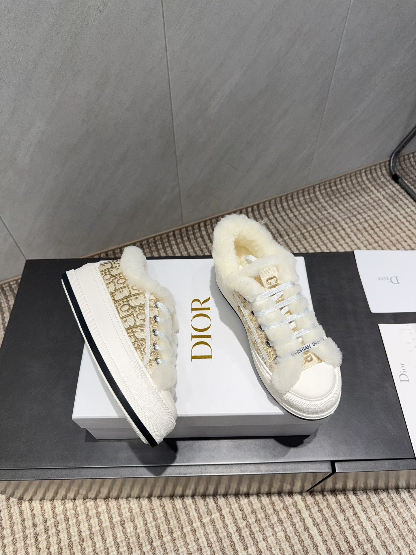 CD 26 Classic Sneaker White Gold Fabric Wool Jacquard 614453