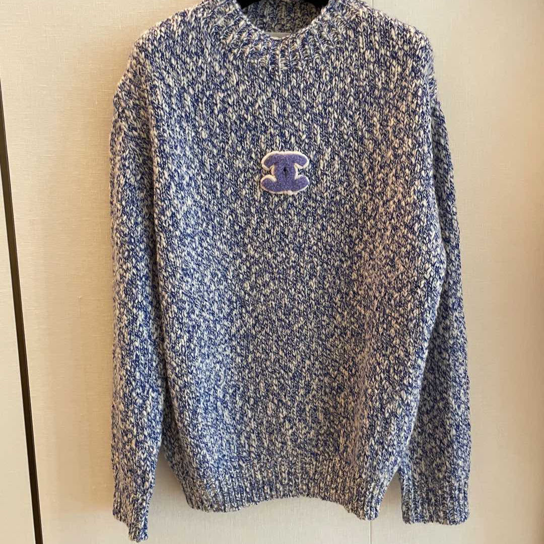 CC Sweater In Blue Mix White Wool
