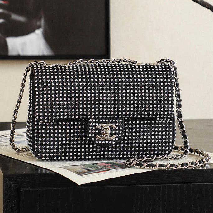 Chanel 2026 Classic Flap Bag 20cm With Sparkling Stones Leather