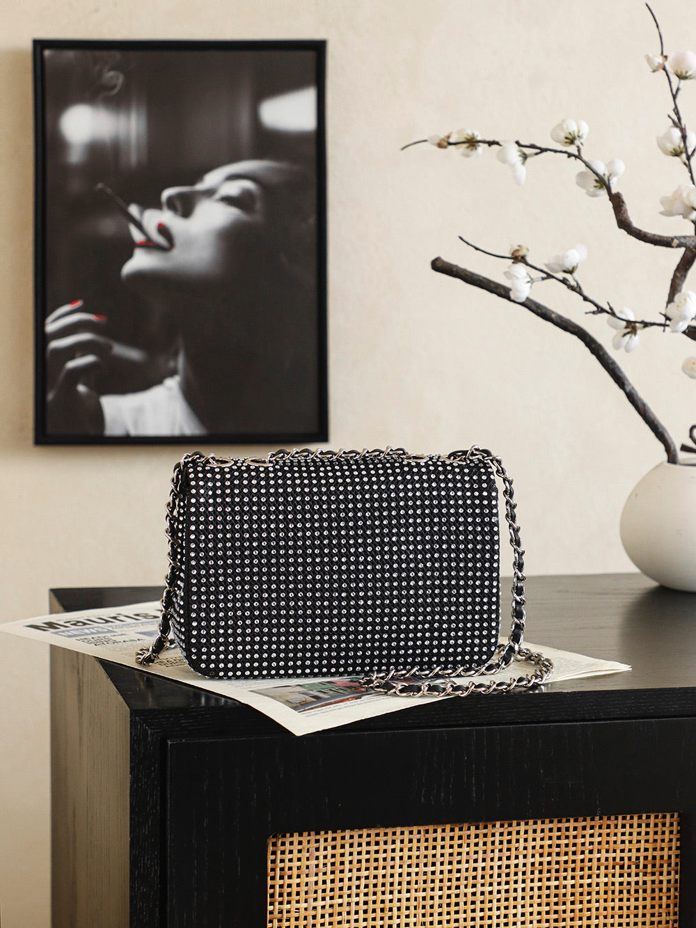 Chanel 2026 Classic Flap Bag 20cm With Sparkling Stones Leather