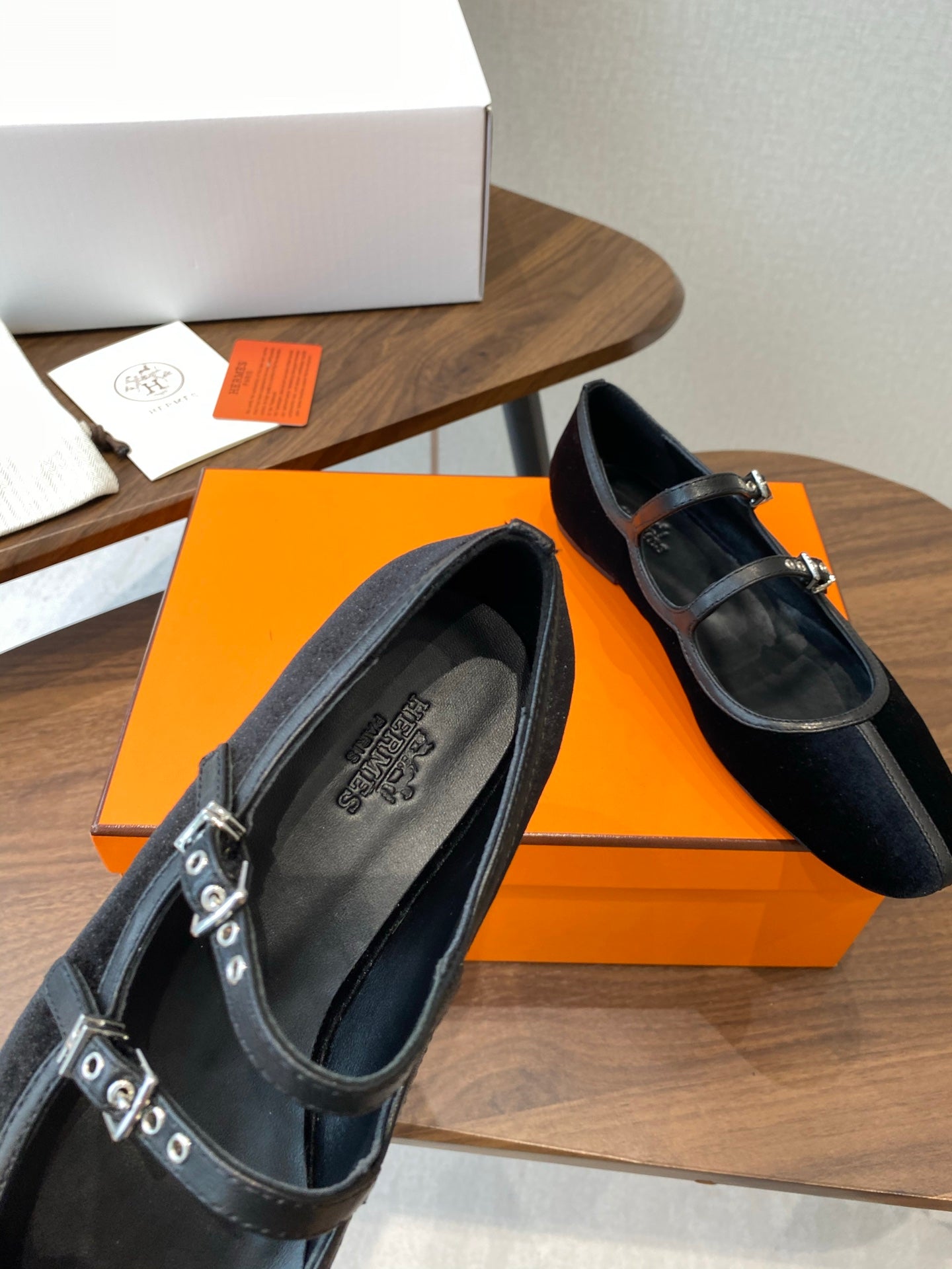 HM  25s Mary Jane Double strap   Black Velvet 422562