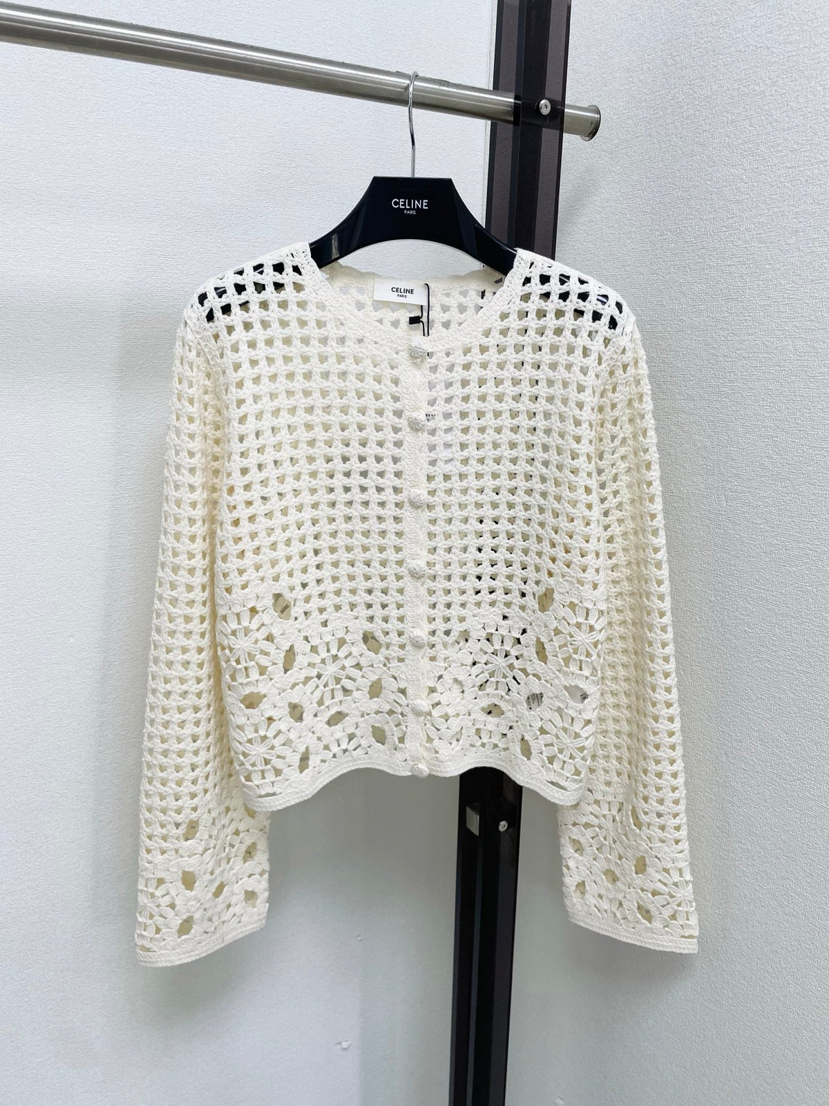 Celine 2026 Long-sleeved Cardigan Wool Cotton 413793