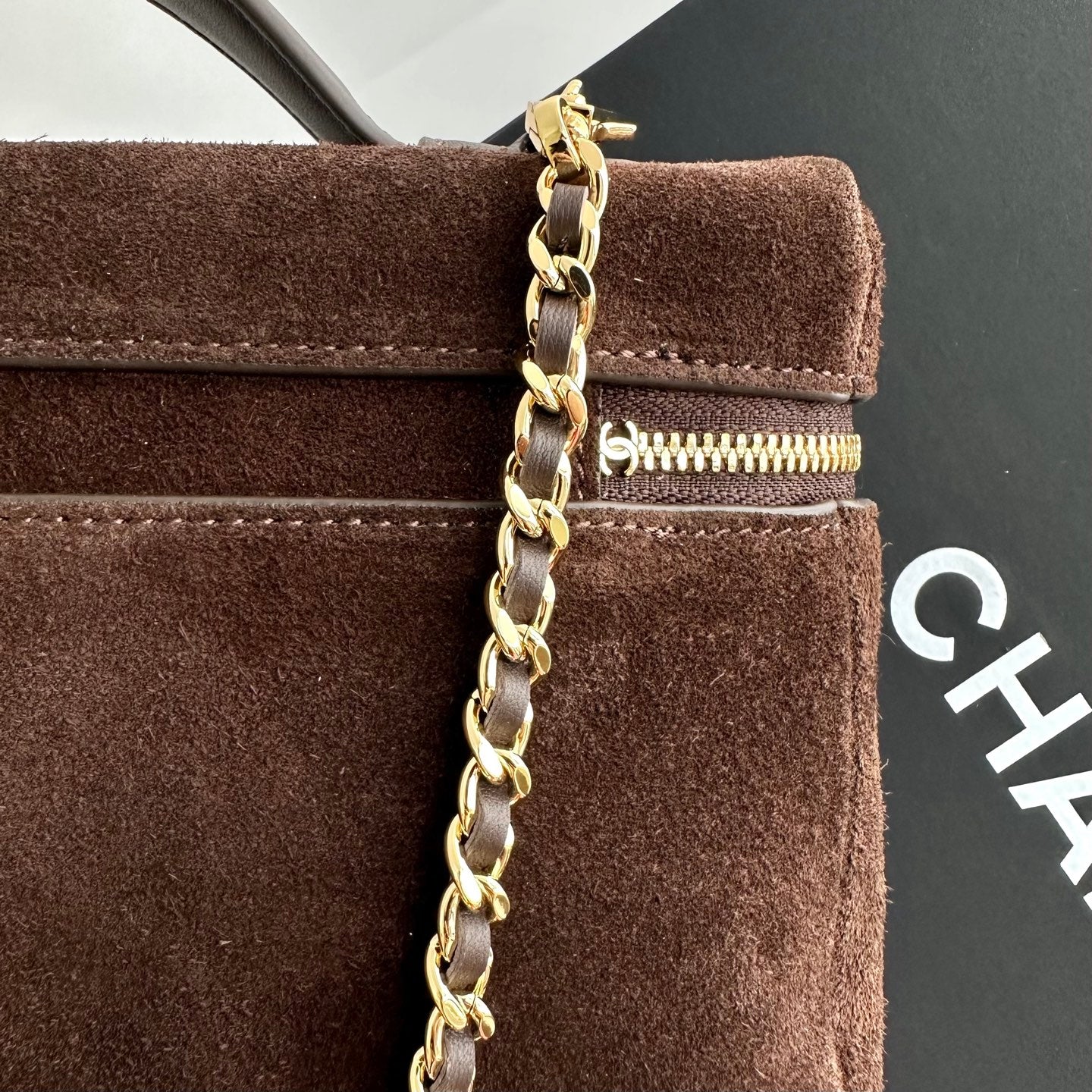 Chanel 2026 Vanity Bag With Chain Suede Leather
